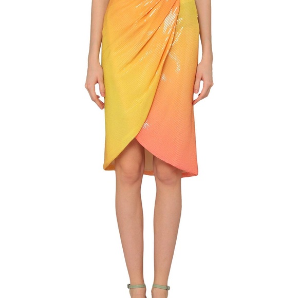 Patrizia Pepe Vibrant Yellow and Orange Sequined Skirt 38 - Picture 2 of 5